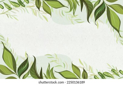 Simple Floral Leaves Background frame Free Vector Image