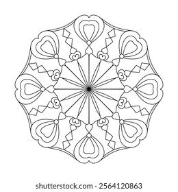 Simple floral mandala coloring book page for Kids. Easy Mandala Coloring Book Pages for Adults to Relax, Experiences Give Relief. Resizeable Vector File