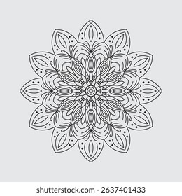simple floral mandala for colouring