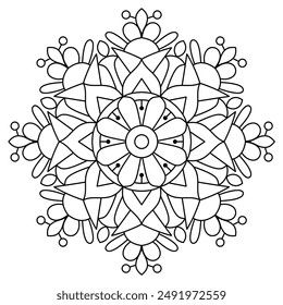 simple floral mandala design with clean lines for coloring book, creative mandala art, mandala design for adults coloring book
