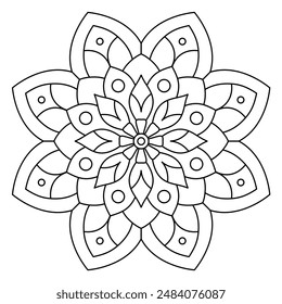 simple floral mandala design for coloring book, tattoo and henna design, creative mandala art for adults and kids coloring book
