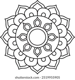 einfaches florales Mandala-Design zum Färben von Buch, Tattoo und Henna-Design, kreative Mandala-Kunst für Erwachsene und Kinder Malbuch