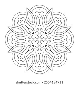 Simple Floral Mandala Design Template coloring book, vector file, Oriental Mandala, wall art, simple mandala art, Design for a wallpaper Paint shirt and tile Sticker Design, vector file