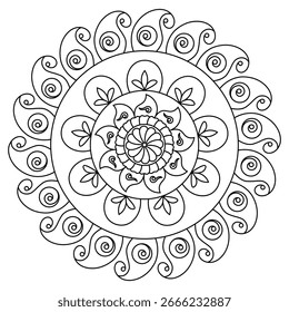 Simples Floral Mandala Design Vetor 