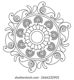 Simples Floral Mandala Design Vetor 