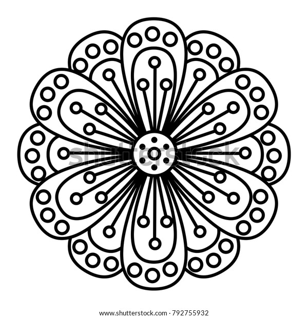 Simple Floral Mandala Print Easy Coloring Stock Image