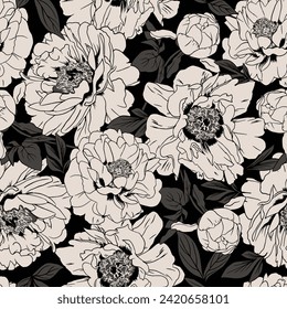 Simple floral modern seamless pattern. Hand drawn flowers and leaves. Repeating vibrant boho prints. Vector illustration