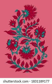 Simple floral motif pattern with pitch background