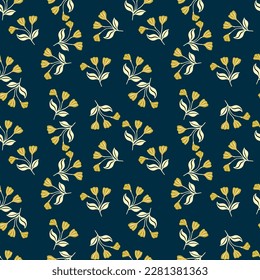 Simple floral ornament seamless pattern. Cute flower wallpaper. Creative plants endless wallpaper. Design for fabric, textile print, wrapping, cover. Vector illustration