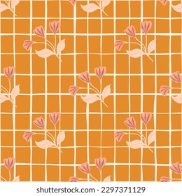 Sencillo adorno floral sin fisuras. Papel pintado de flores. Plantas creativas y fondo de pantalla interminable. Diseño para tela, impresión textil, envoltura, cubierta. Ilustración del vector