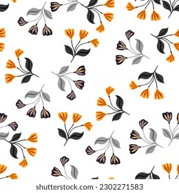 Sencillo adorno floral sin fisuras. Papel pintado de flores. Plantas creativas y fondo de pantalla interminable. Diseño para tela, impresión textil, envoltura, cubierta. Ilustración del vector