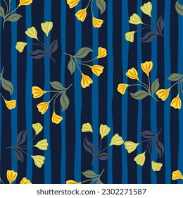 Simple floral ornament seamless pattern. Cute flower wallpaper. Creative plants endless wallpaper. Design for fabric, textile print, wrapping, cover. Vector illustration