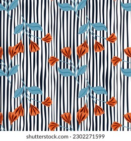 Simple floral ornament seamless pattern. Cute flower wallpaper. Creative plants endless wallpaper. Design for fabric, textile print, wrapping, cover. Vector illustration