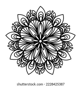 Simple floral outline mandala. Doodle style art