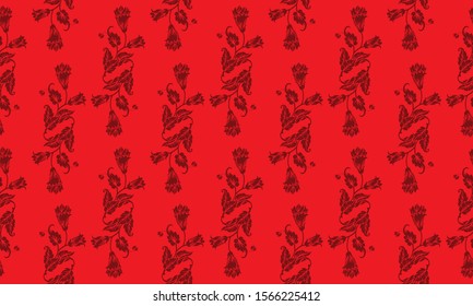 Simple floral pattern background, modern bright red leaf flower.