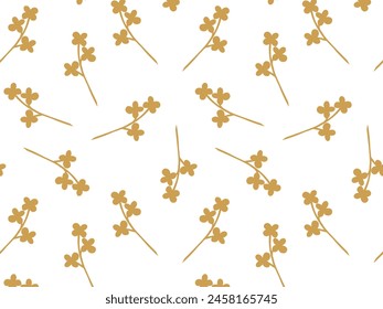 A simple floral pattern in beige tones. Seamless botanical pattern of spring flowers on a white background. Natural ornament for printing, design, textiles, fabric, wallpaper and other surfaces.