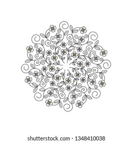 Simple Floral Pattern Circle Illustration best for Ornament, Wedding Card or Decorative Stock for Creative Business