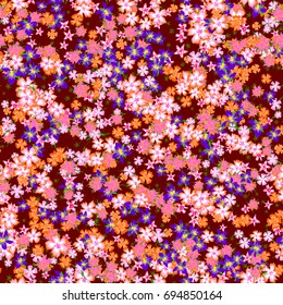 Simple Floral Pattern. Colorful Seamless Background with Tiny Flowers. Gentle Rapport for Textile, Fabric, Underwear, Swimwear, Print. Delicate Blossoms