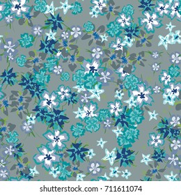 Simple Floral Pattern. Colorful Seamless Background with Tiny Flowers. Gentle Rapport for Textile, Fabric, Underwear, Swimwear, Print. Delicate Blossoms