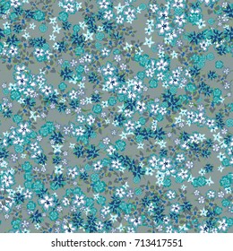 Simple Floral Pattern. Colorful Seamless Background with Tiny Flowers. Gentle Rapport for Textile, Fabric, Underwear, Swimwear, Print. Delicate Blossoms