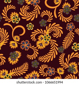 A simple floral pattern, convenient for editing and repainting. Graceful floral orange vinous background. Vector.