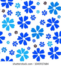 Simple Floral Pattern. Cute Flowers for Seamless Background, Calico, Print, Furniture Upholstery. Small Floral Rapport with Silhouettes of Primitive Flowers. Random Botanical Texture