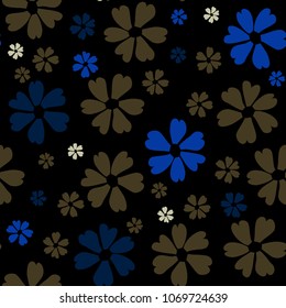 Simple Floral Pattern. Cute Flowers for Seamless Background, Calico, Print, Furniture Upholstery. Small Floral Rapport with Silhouettes of Primitive Flowers. Random Botanical Texture