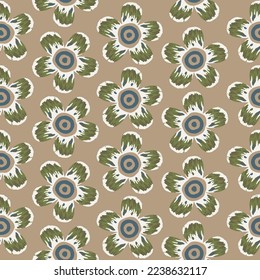 Sencillo Patrón Floral. Flores de color sin fisuras en el patrón floral texturizado sobre fondo marrón. Para el tejido, el fondo, el papel pintado y la decoración.