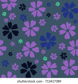 Simple Floral Pattern. Cute Flowers for Seamless Background, Calico, Print, Furniture Upholstery. Small Floral Rapport with Silhouettes of Primitive Flowers. Random Botanical Texture