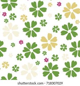 Simple Floral Pattern. Cute Flowers for Seamless Background, Calico, Print, Furniture Upholstery. Small Floral Rapport with Silhouettes of Primitive Flowers. Random Botanical Texture