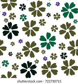 Simple Floral Pattern. Cute Flowers for Seamless Background, Calico, Print, Furniture Upholstery. Small Floral Rapport with Silhouettes of Primitive Flowers. Random Botanical Texture