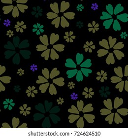 Simple Floral Pattern. Cute Flowers for Seamless Background, Calico, Print, Furniture Upholstery. Small Floral Rapport with Silhouettes of Primitive Flowers. Random Botanical Texture