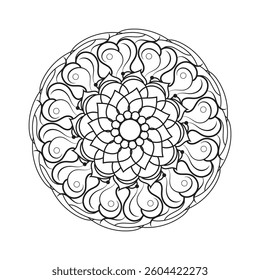 Simple floral pattern mandala design for coloring books and henna design