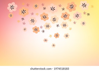 simple floral pattern on Pink, gold vector blurred background. Colorful background in abstract style with gradient. Elegant illustration for web, cover, place for tex