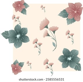 Simple floral pattern with pastel shades 