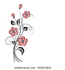 Simple floral pattern in red and black colors with place for your text.
