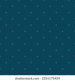 Simple floral pattern. Vector minimalist seamless texture with tiny flower shapes, dots. Abstract minimal geometric blue and gold background. Luxury repeat design for print, decor, wallpaper, cover