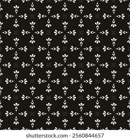 Simple floral pattern. Vector minimalist seamless texture with tiny flower shapes. Abstract geometric monochrome background. Repeat design for fabric.