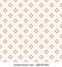 Simple floral pattern. Vector minimalist seamless texture with tiny flower shapes. Abstract minimal geometric monochrome background. Repeat design for prints, textile, decor, fabric, prints, clothing