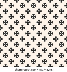 Simple floral pattern. Vector minimalist seamless texture with small cross shapes. Abstract minimal geometric monochrome background. Repeat design for prints, textile, decor, fabric, prints, clothing