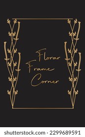 simple floral plant frame.
golden color appearance on a dark and negative space background.