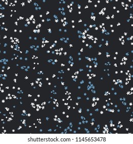 Simple floral seamless pattern. Blooming botanical motifs scattered random. Trendy vector texture in pastel colors. Good for fashion. Ditsy print. Hand drawn small flowers on grey background 