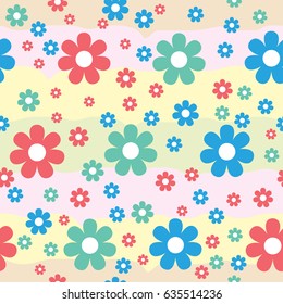 simple floral seamless pattern in colorful background, vector illustration
