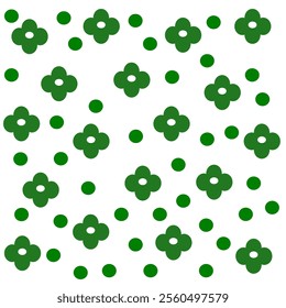 Simple floral seamless pattern of green color on white background.