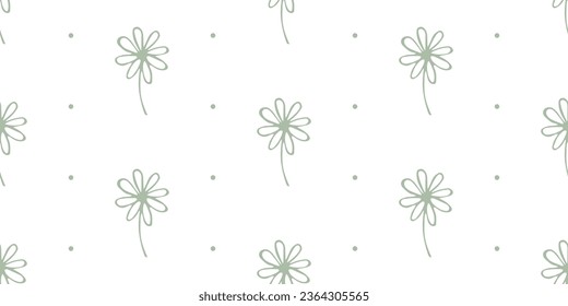 Sencillo patrón floral sin fisuras de flores de margarita dibujadas a mano sobre un fondo blanco. Impresión decorativa sobre textiles para niños e impresión en papel.