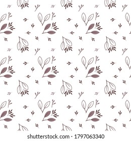 Simple floral seamless pattern. Leaves illustration isolated on white background. Leaf vector design