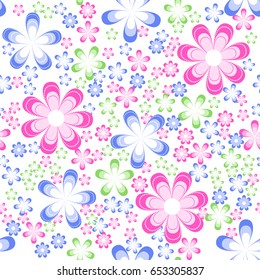 simple floral seamless pattern on white background, vector illustration