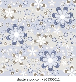 simple floral seamless pattern on colorful background, vector illustration