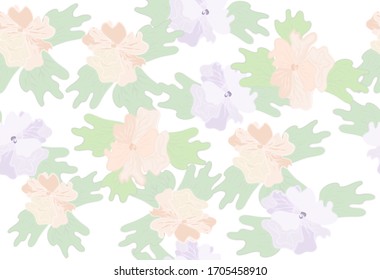 Simple floral seamless pattern. Pastel colors print with flowers. Blooming flowers vector pattern. Vintage rustic wallpapers. Provence fabric design. Gentle floral print for dresses, skirts etc.