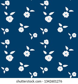 Simple floral seamless pattern. Repetitive print with flowers. Naive vector illustration.